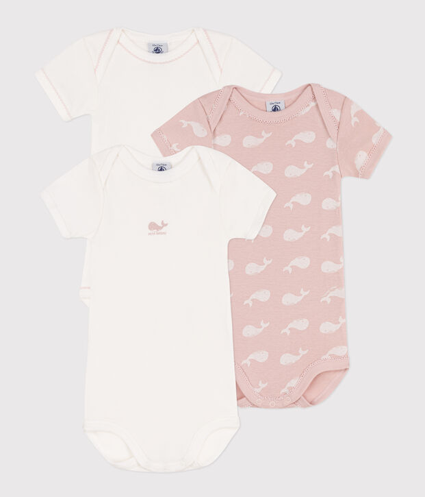 Confezione da 3 body manica corta in cotone con balene multicolore