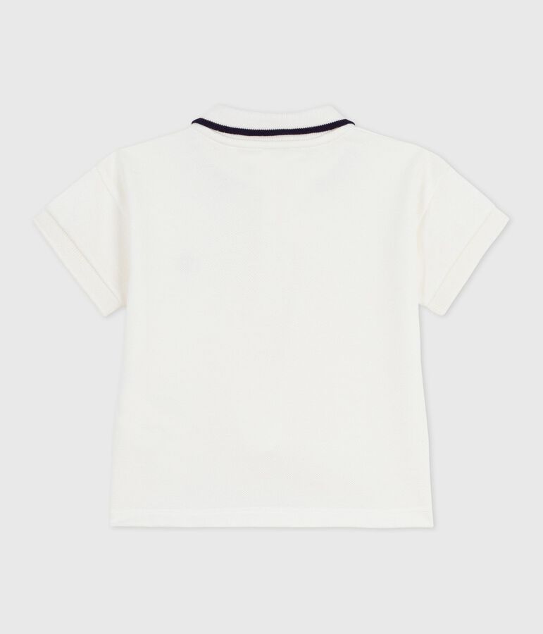 Polo a maniche corte in cotone tinta unita neonato bianco