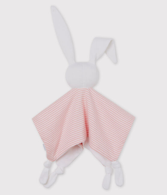 Doudou a costine, il tessuto emblematico di Petit Bateau. rosa CHARME/bianco MARSHMALLOW