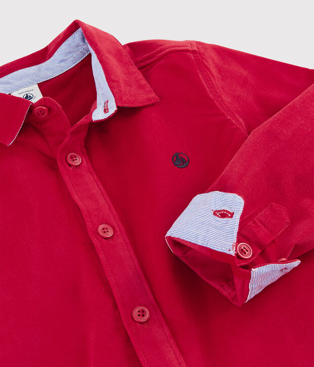 Camicia in velluto bambino rosso