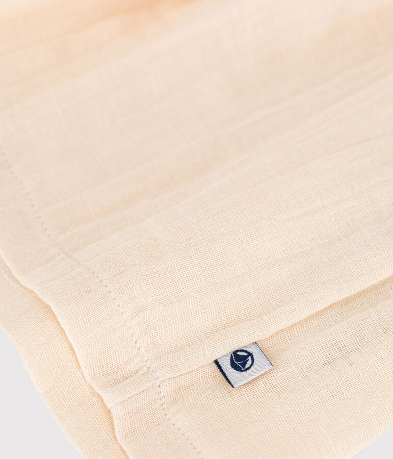 Abito a maniche lunghe in doppio materiale per beb&egrave; ecru