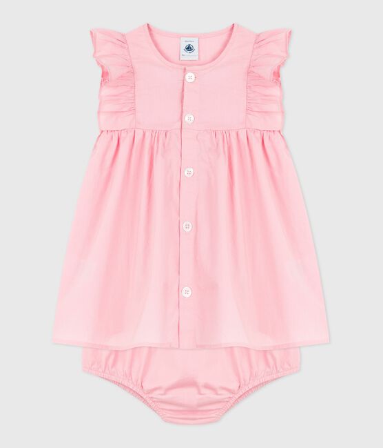 Vestito e mutandine in cotone semplice per neonati rosa CHARME