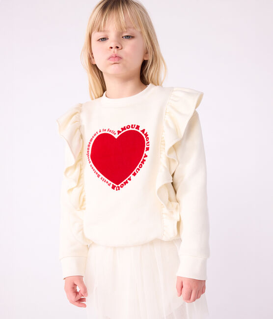 Felpa in cotone stampato bambino ecru MILK