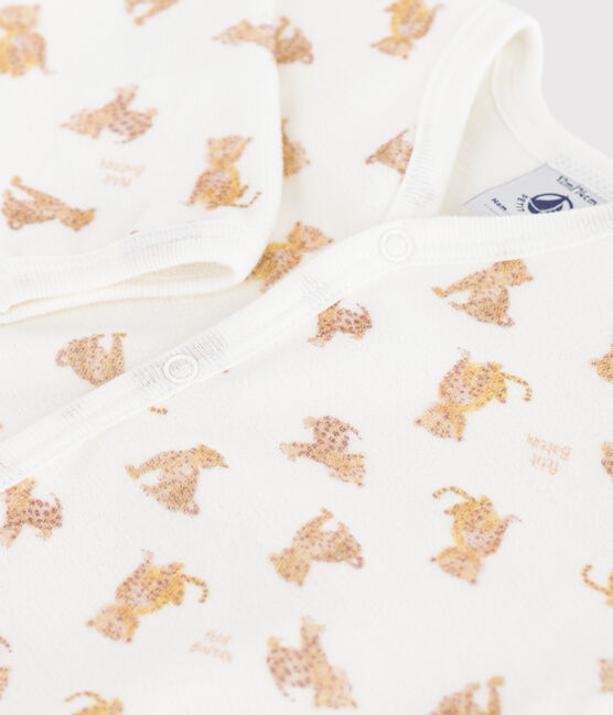 Pigiama in ciniglia con stampa di leopardi neonato bianco MARSHMALLOW/bianco MULTICO
