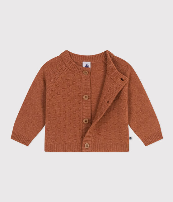 Cardigan in tricot di lana e nylon riciclato bebè  marrone ECUREUIL