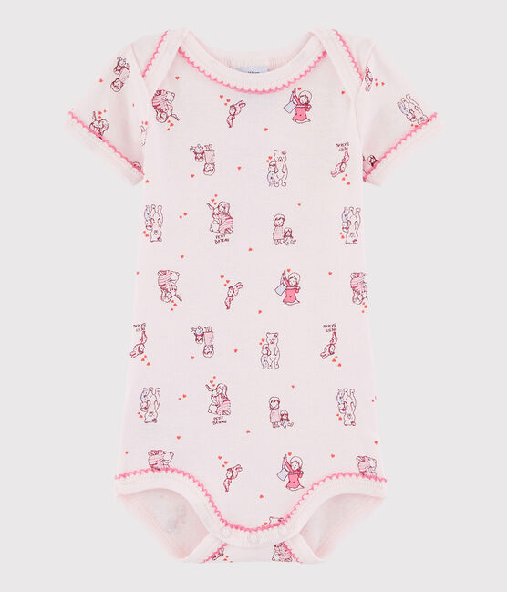 Body manica corta bebè femmina rosa VIENNE/bianco MULTICO