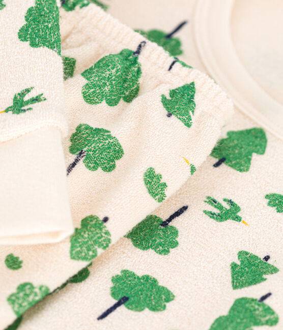 Pigiama in spugna bouclette garzata con alberi stampati bambino bianco AVALANCHE/ MULTICO