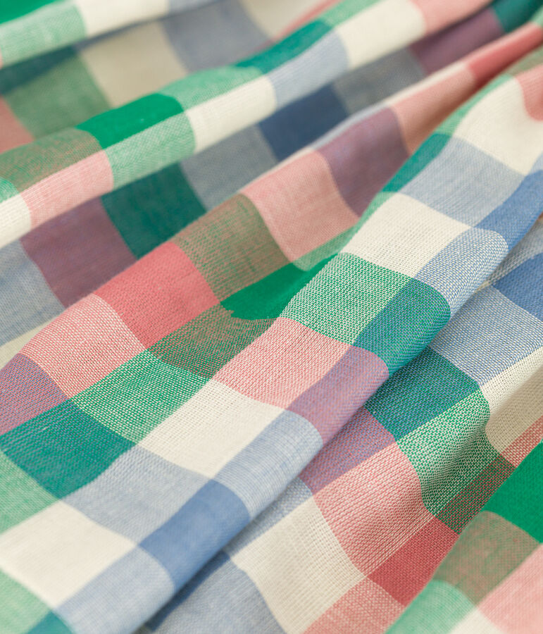 Gonna in garza di cotone bambina ecru/multicolore