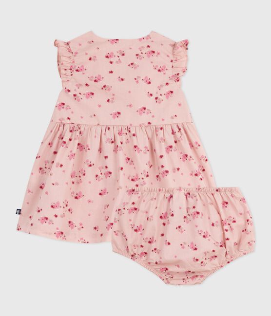 Abito senza maniche in cotone con bloomer abbinato neonata rosa JOLI/bianco MULTICO