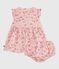 Abito senza maniche in cotone con bloomer abbinato neonata rosa JOLI/bianco MULTICO