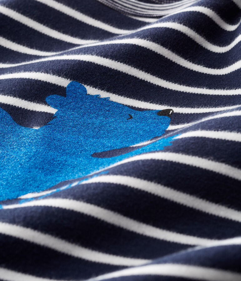 Tuta lunga beb&egrave; maschio a righe marinare blu SMOKING/bianco MARSHMALLOW