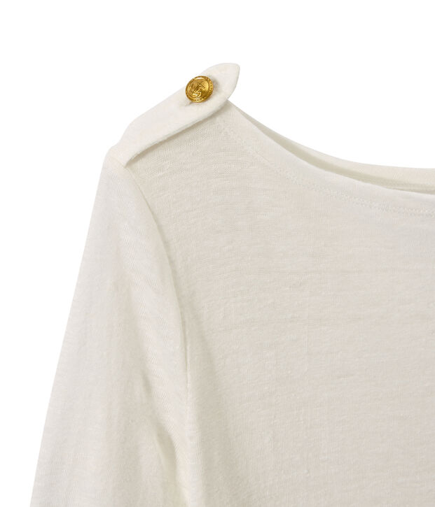 T-shirt donna in lino bianco
