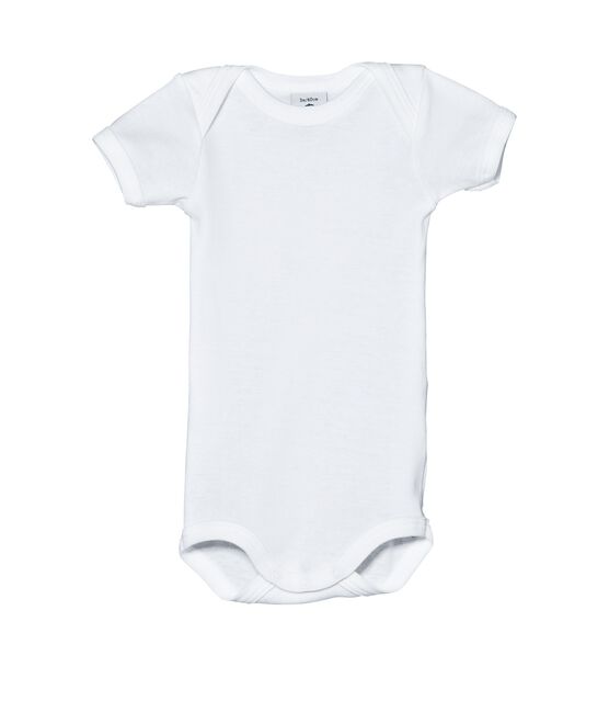 Body US bebé maniche corte, in cotone tinta unita bianco Ecume
