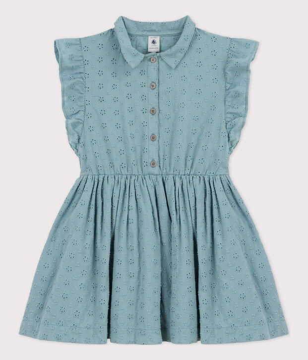 Abito bambina in pizzo sangallo blu