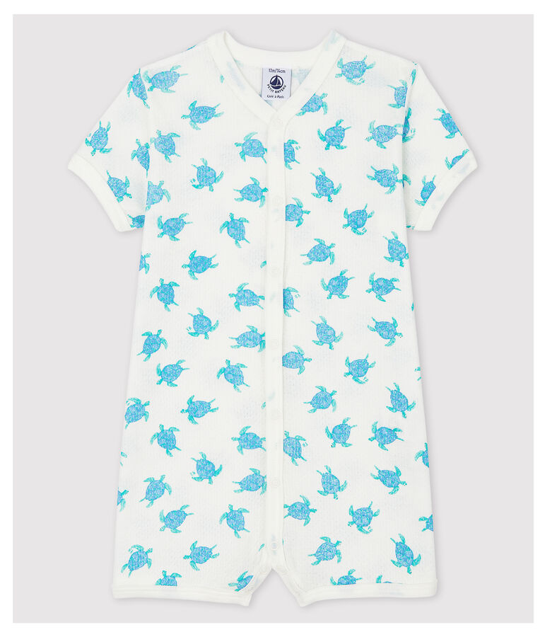 Tutina corta tartarughe in cotone ultra leggero bianco MARSHMALLOW/bianco MULTICO