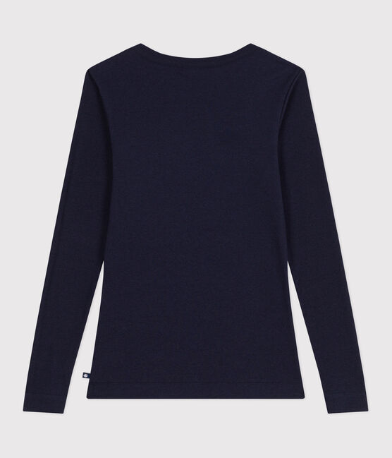 T-shirt L'Iconique a maniche lunghe in misto lana e cotone donna blu SMOKING