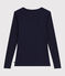 T-shirt L'Iconique a maniche lunghe in misto lana e cotone donna blu SMOKING