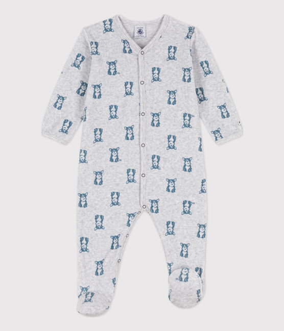 Tutina pigiama bebè in ciniglia motivo cane grigio POUSSIERE/ ROVER