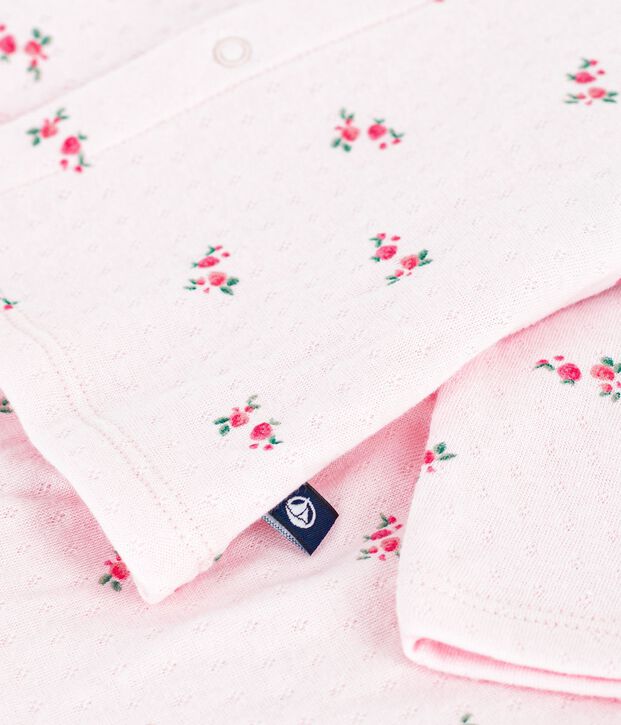 Set lungo 2 pezzi in cotone con stampa a fiori neonato rosa/multicolore