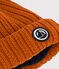 Berretto in maglia bambino foderato in pile riciclato marrone RUSTY