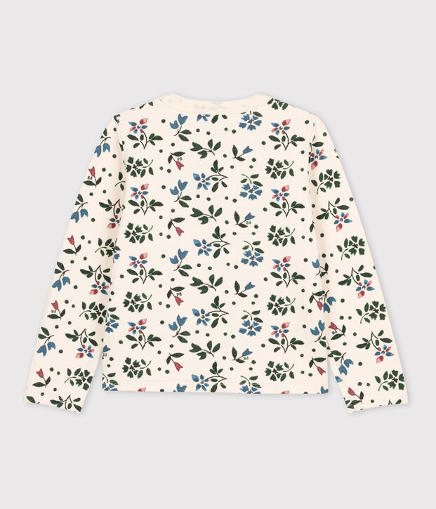 Cardigan in tubique stampato bambina ecru/multicolore