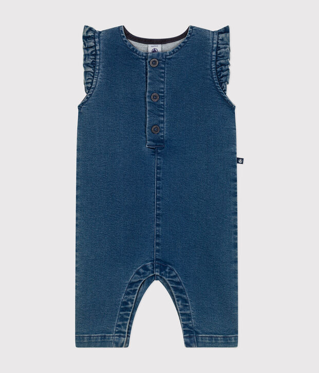 Tutina smanicata in denim beb&egrave; blu