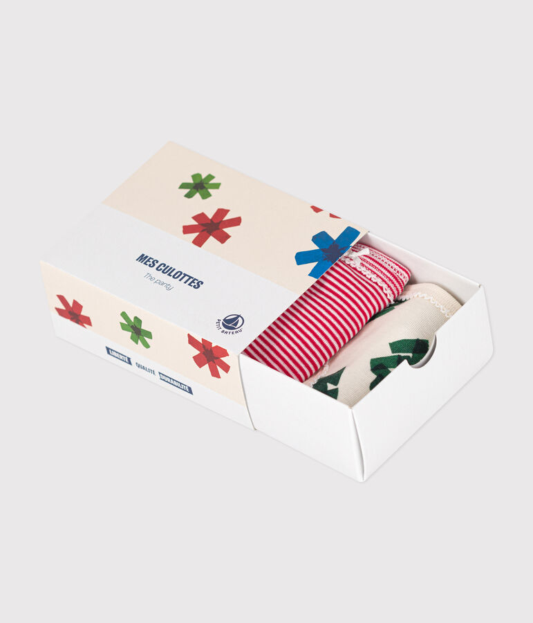 Confezione da 3 slip in cotone bambina motivo Natale multicolore