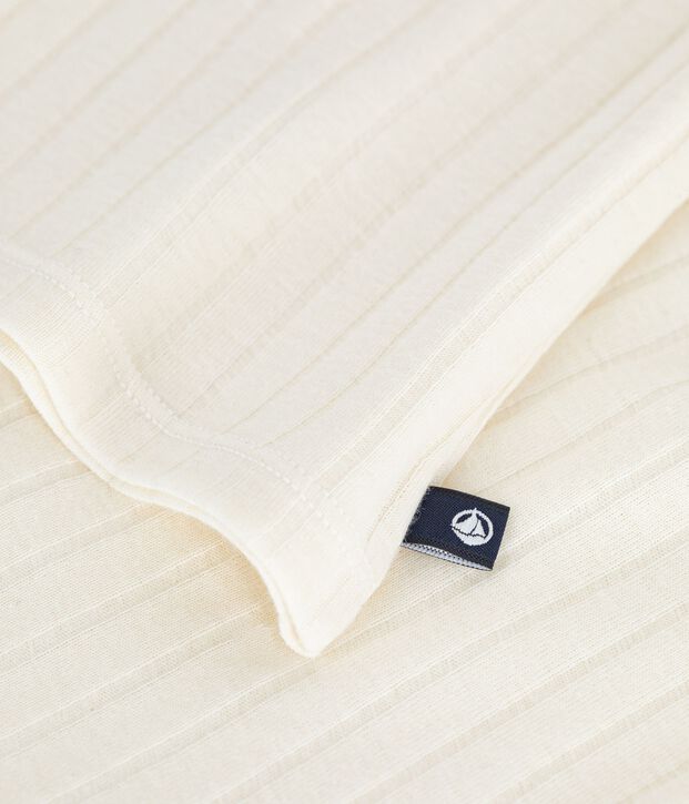 T-shirt con ampio scollo arrotondato in misto lana e cotone tinta unita donna MILK