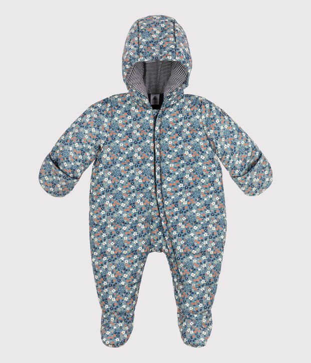 Tutina imbottita in materiale riciclato con motivo stampato blu/multicolore