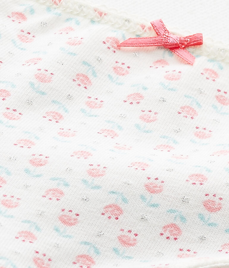 Shorty per bambina stampato in jersey stretch bianco LAIT/bianco MULTICO