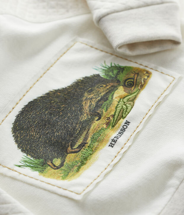 Felpa da neonato Petit Bateau x Deyrolle bianco/beige