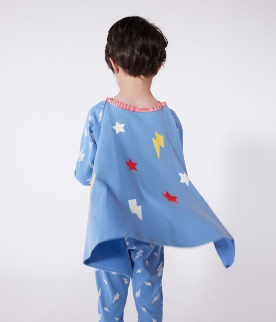 Pigiama bambino travestimento fosforescente in cotone con mantello blu ALASKA/bianco MULTICO