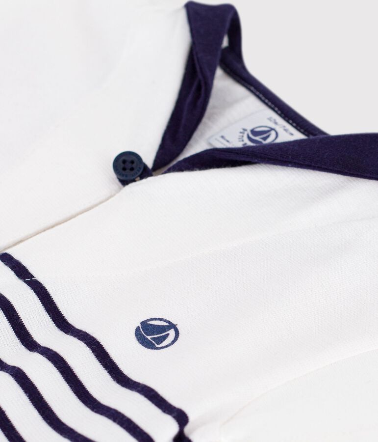 T-shirt a maniche corte in cotone a righe marini&egrave;re neonato blu MARSHMALLOW/ SOIR