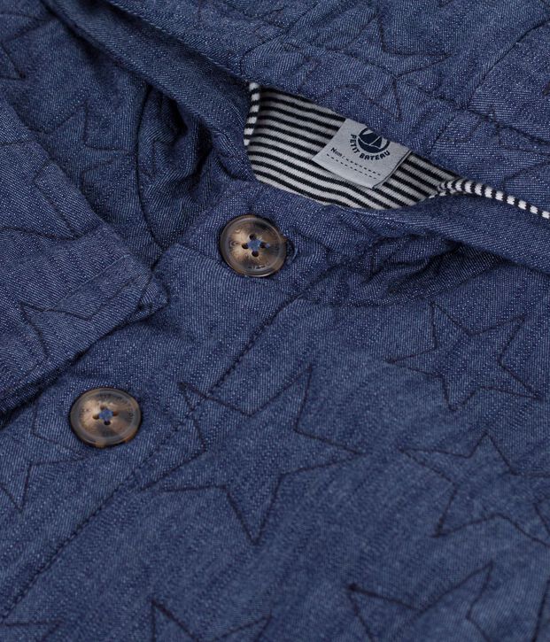 Giacca in denim trapuntato con ricamo a stelle neonato blu