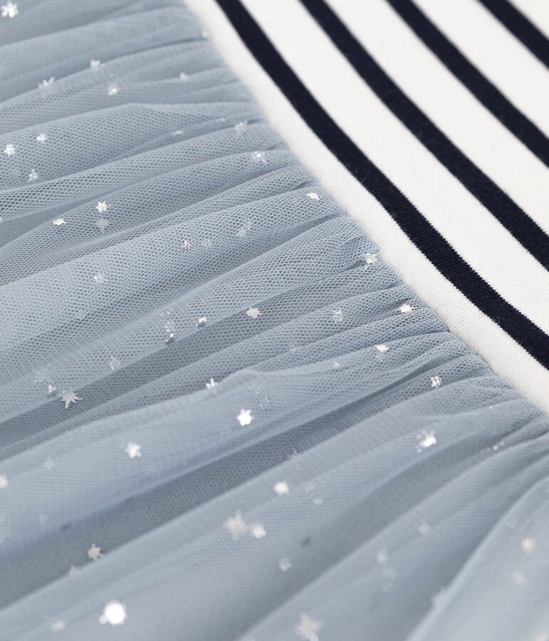 Abito a maniche corte in cotone a righe bambina blu/multicolore