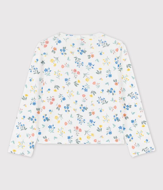 Cardigan fantasia in cotone bambina bianco MARSHMALLOW/bianco MULTICO