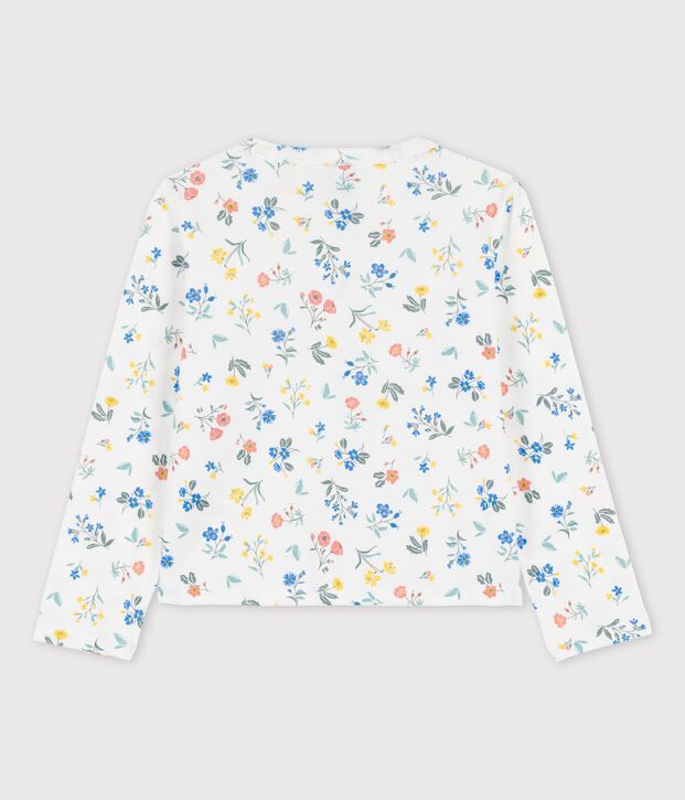 Cardigan fantasia in cotone bambina bianco/multicolore