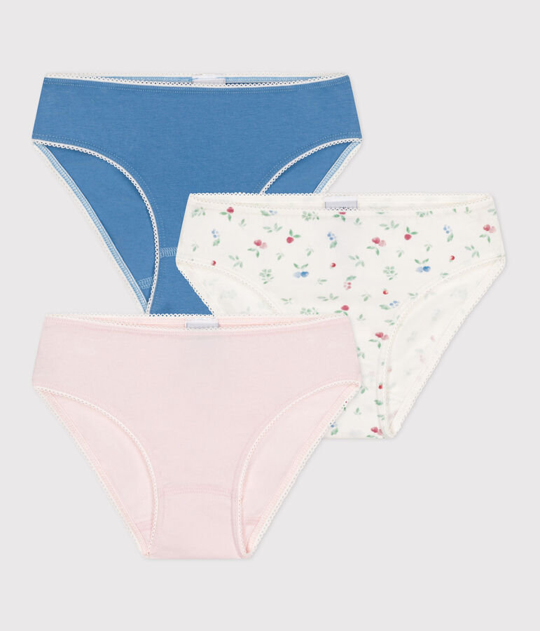 Set di 3 slip in misto cotone ed elastan con stampa di frutti bambina variante 1
