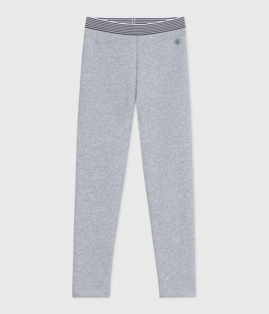 Pantaloni tipo leggings in cotone tinta unita bambina grigio FUMEE CHINE