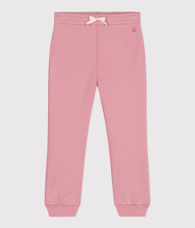 Joggers in cotone tinta unita bambina rosa