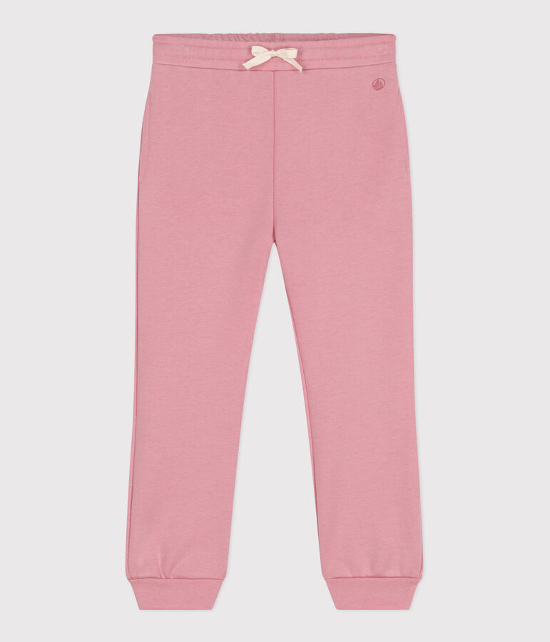 Joggers in cotone tinta unita bambina rosa