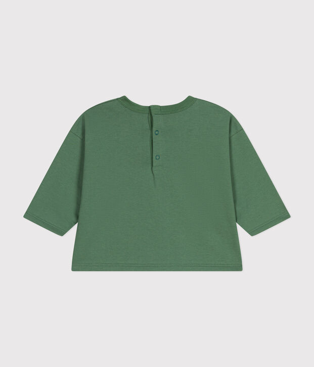 T-shirt a maniche lunghe in jersey sottile neonato verde