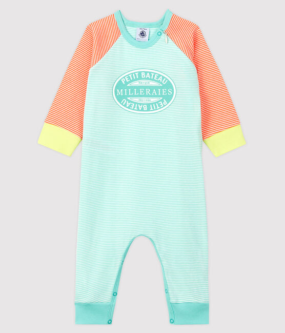 Tutina senza piedi a costine arancione CORAL/bianco MARSHMALLOW
