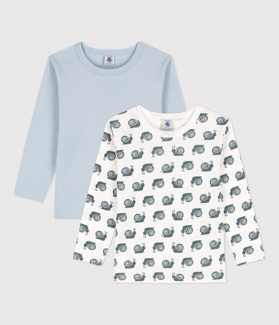 Confezione da 2 T-shirt a maniche lunghe bimbo, fantasia lumache, cotone variante 1