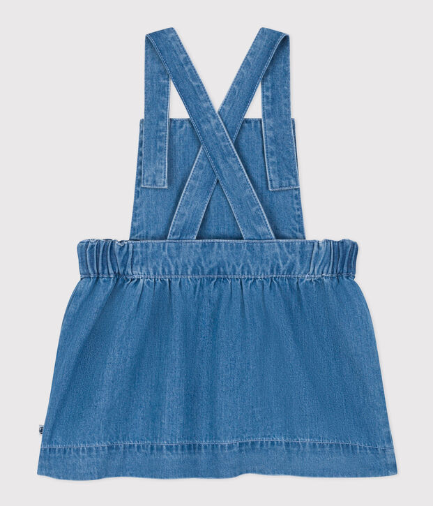 Abito smanicato in denim leggero per beb&egrave; blu