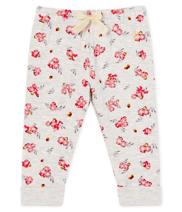 Pantalone beb&egrave; femmina in tubique fantasia grigio/multicolore