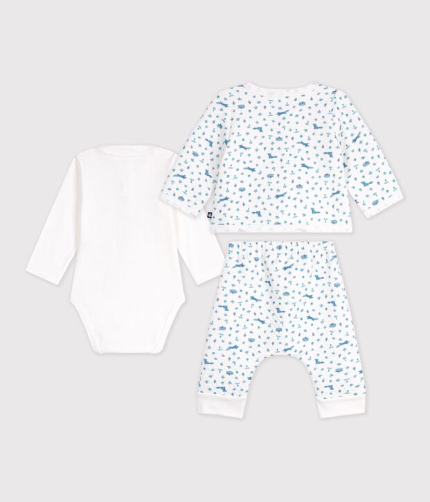 Completo in cotone con colletto con volpe stampata neonato bianco/multicolore