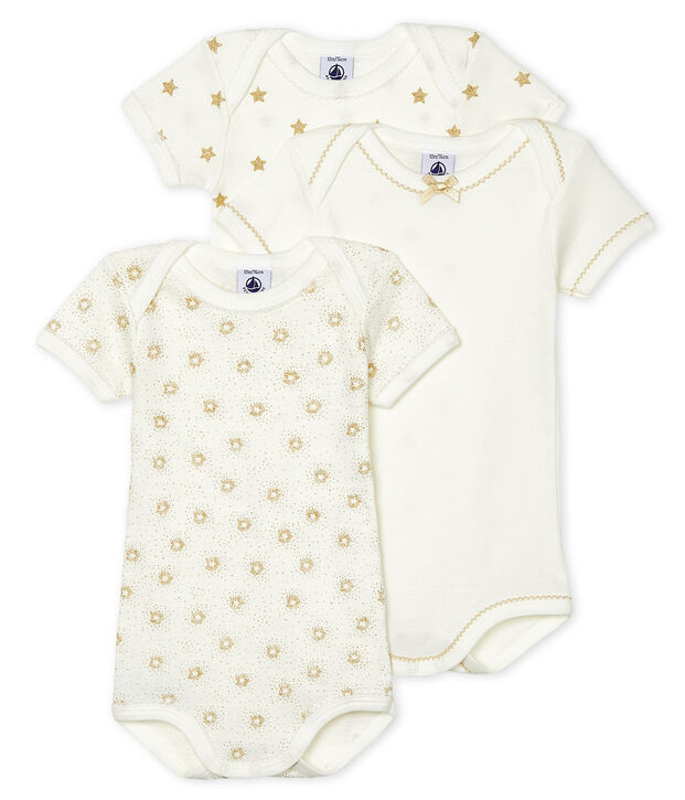 Trio body manica corta beb&egrave; femmina multicolore