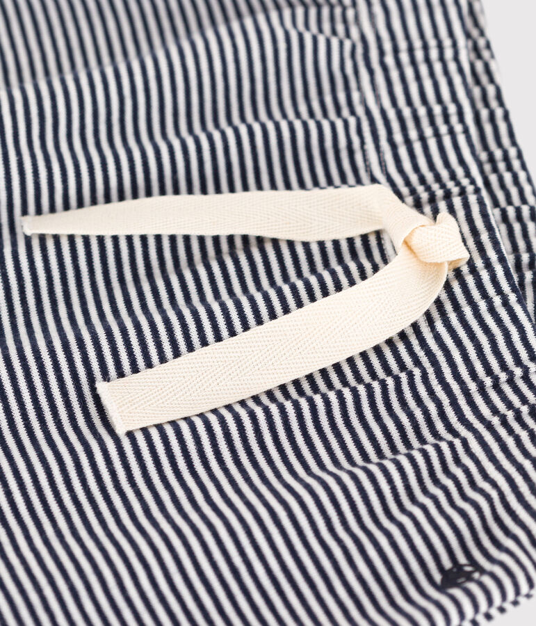 Pantaloni beb&egrave; in cotone biologico blu/bianco