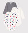 Set di 3 body a maniche lunghe con stampa a tre cuori in cotone neonato variante 1